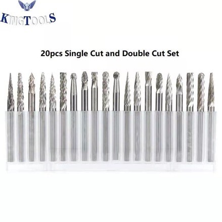 Quality 20PC Double Cut Carbide Burr Set 0.118" (3mm) Shank, Rotary Tool Bits Cutting for sale