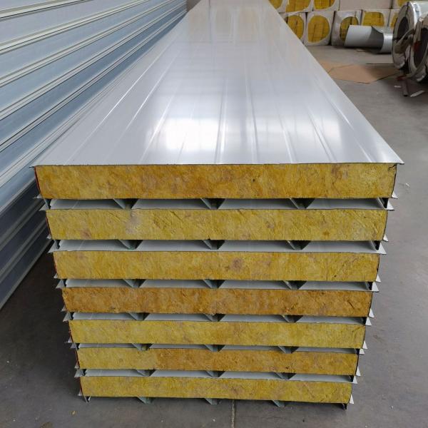 Quality 48kg/M3 Roof Panels Heat Insulation Materials Color Steel Rock Wool Sandwich Panel for sale