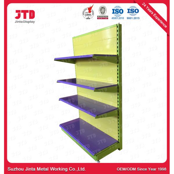Quality 1.8m 0.9m Retail Store Display Rack 100kgs Black And Yellow Storage Shelves for sale