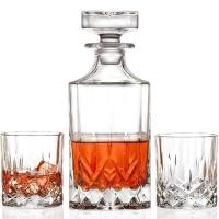 China Lead Free Clear Red Wine Decanter , Unique Shaped Whiskey Liquor Glass Set factory