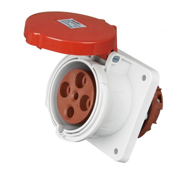 Quality Red 63a 3 Phase Socket , 400 Volts 4 Pins Industrial Power Socket Outlet for sale
