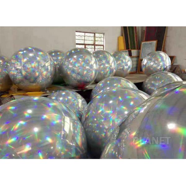 Quality Spherical Bright Color Silver Inflatable Mirror Ball For Party Decoration for sale