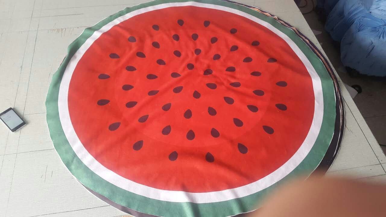 China watermelon round beach towel kiwi round beach towel round grapefruit beach towel factory