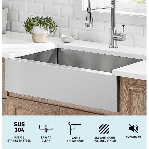 Quality Durable Single Bowl Stainless Steel Farmhouse Sink 33 Inch With SS 304 Material for sale