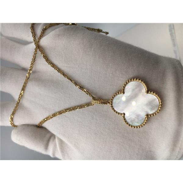 Quality Long 18k Yellow Gold Vintage Alhambra Necklace Flower Shape Without Diamond for sale