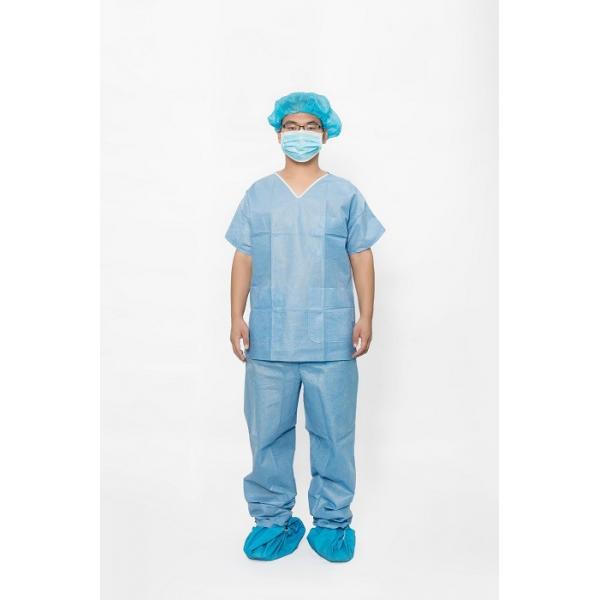 Quality Medicla Disposable Scrub Suits V Neck Weight 35-50 GSM Alcohol - Repellency for sale