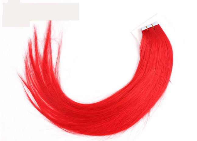 China Soft Smooth Red Tape In Virgin Human Hair Weave Extensions Double Side PU Skin Weft factory