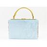 China Light Blue Sparkly Glitter Acrylic Clutch With Gold Rhinestone And Handle factory