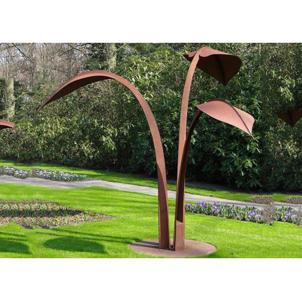 Quality Modern Style Corten Steel Sculpture Abstract Outdoor Garden Leaf Sculpture for sale