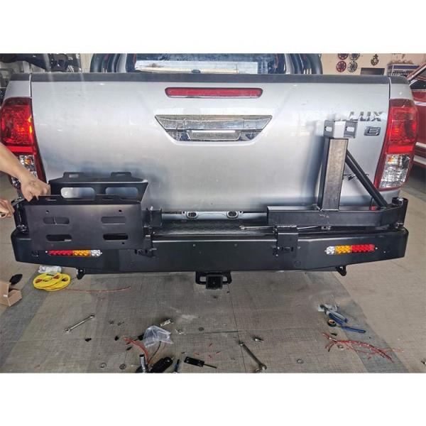 Quality DMAX Rear Offroad Bull Bar Rear Bumper With Fuel Tank And Spare Bracket for sale