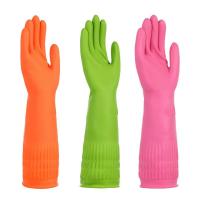 Quality WaterProof Latex Free Dishwashing Gloves 38CM Flock Lined Household Gloves for sale