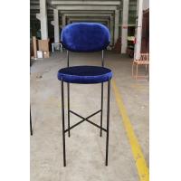 China Elegant Iron Metal Base Navy Blue Fabric Bar Chair for Club Bar factory