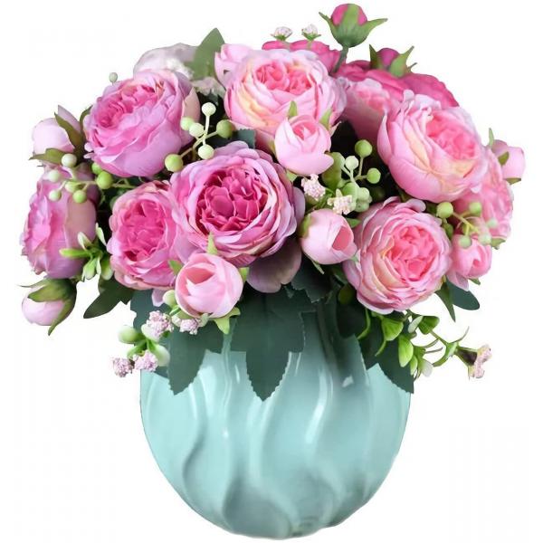Quality OEM Plastic Realistic Fake Flowers Artificial Peony Arrangement for sale