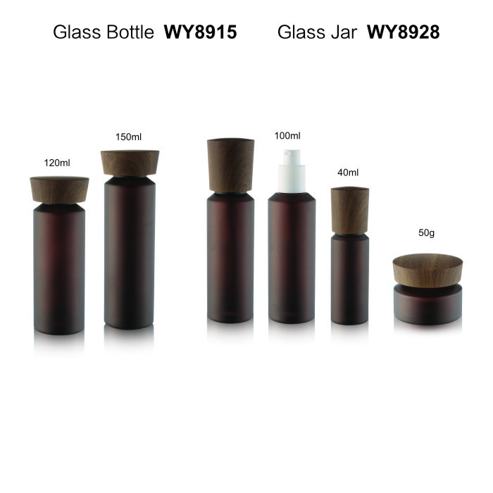 China Leak Proof Wooden Glass Lotion Bottles 100ml 200ml With Water Transfer Cap factory