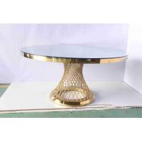 China Faux Marble Tabletop Modern Pedestal Dining Table Golden Stainless Steel Frame factory