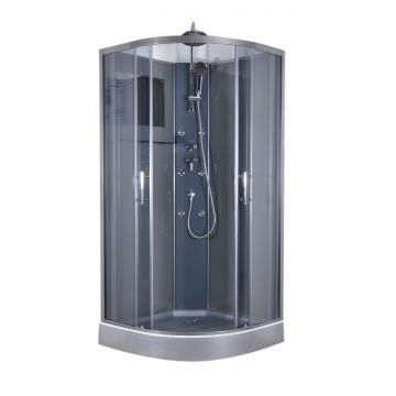 Quality Quadrant Shower Cubicles 900 X 900 X 2250 MM Circle Grey ABS Tray Chrome for sale