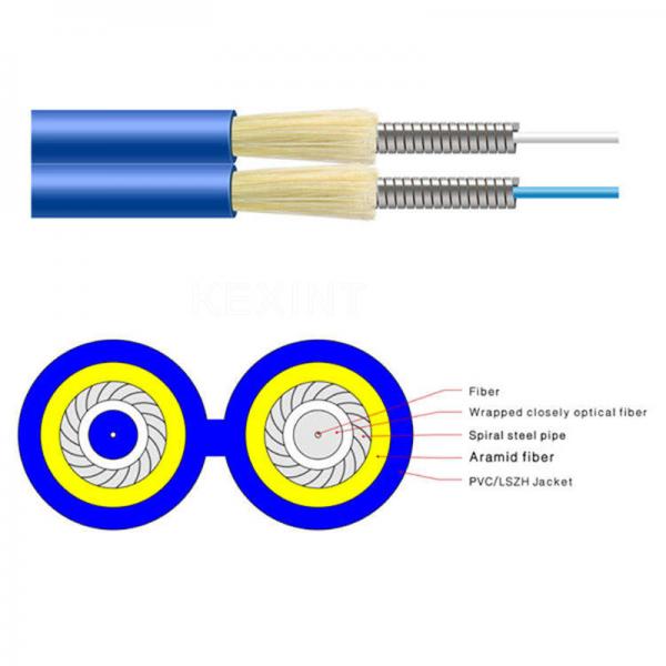 Quality Aramid Yarn Indoor Fiber Optical Cable Anti Rodent Tight Buffer Duplex Armored for sale