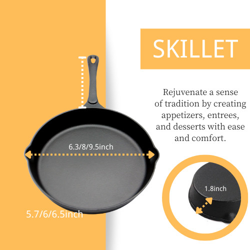 Quality Round Cast Iron Skillet Pre-Seasoned : Perfect For Home Cooking And Outdoor for sale