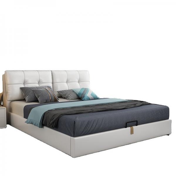 Quality Luxury Leather White Bed Modern Soft Art Hotel Room Bed for sale