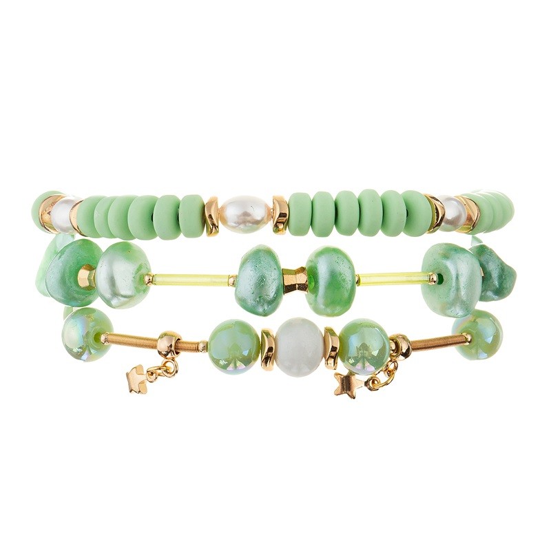 China Geometric Fresh Green Color Crystal Beads Bracelets Vintage Style Gift For Her factory