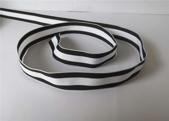China 2.5cm Polyester Webbing Tape Black And White Stripe Color High Tenacity factory