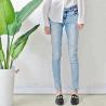 China Bulk order china cheap price branded women jeans light blue fancy design ladies skinny jeans factory