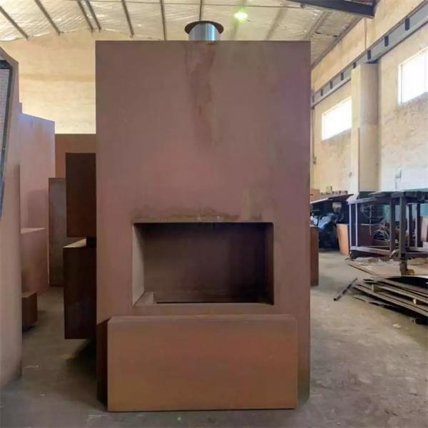 Quality Custom Outdoor Freestanding Wood Burning Corten Steel Fireplace With Wood for sale