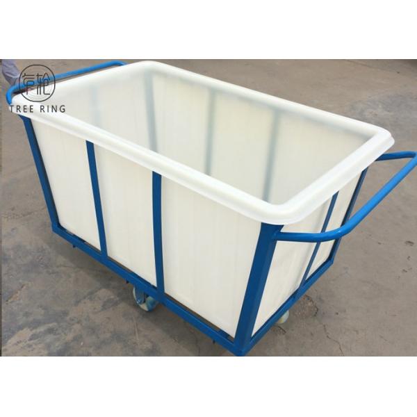 Quality 500kg Heavy Duty Plastic Laundry Trolley On Wheels For Textile Industrial LLDPE for sale