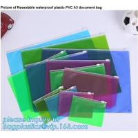 China PVC A3 Document bags, file bags,stationery within mesh PVC clear plastic packaging waterproof zipper document bag/ durab factory