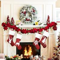 China Christmas Stockings Set, 4 Pcs Large Christmas Stocking Soft Classic Red White Fireplace Hanging for Xmas Party Decor factory