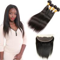 Quality Double - Drawn Strong Weft Indian Human Hair Bundles 13 * 4 Lace Frontal for sale
