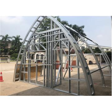 Quality Curve Shape Light Steel Frame Construction Building / Commercial Steel Frame for sale