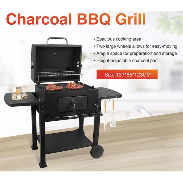 Quality Black Powder Coated 24 Inch Garden Barbecue Grill Charcoal Trolley Bbq for sale