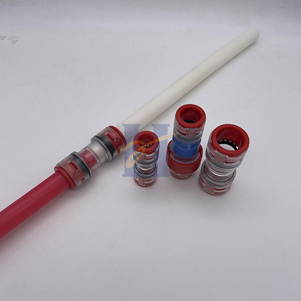 Quality Polyacetal Collar & Stainless Steel Lock Claws Microduct Connector For Air Blown Cable for sale
