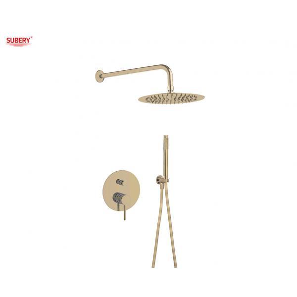 Quality Brushed Golden Classical Rain Shower With Handle Concealed In Wall for sale