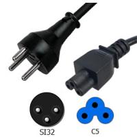 China Israel 3 Pin Appliance Power Cord SI32 to IEC C5 Micky Mouse Connector for Laptop factory