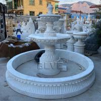 China White Natural Stone Marble 3 Tier Water Fountain Limestone Outdoor Garden Decoration French Style for sale