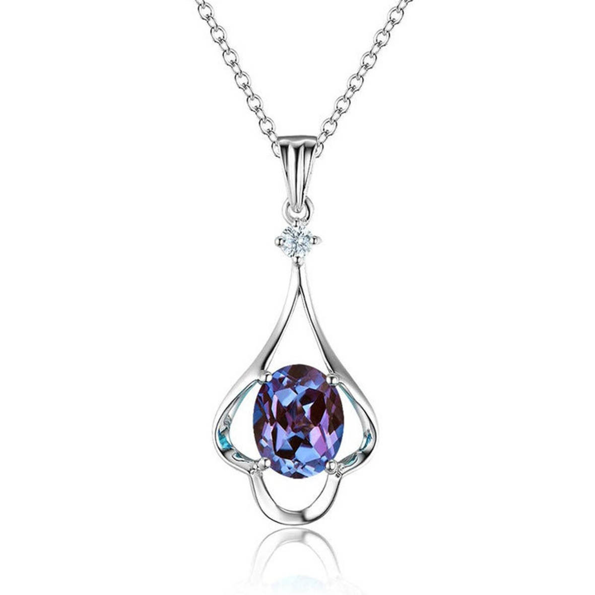 China 925 Sterling Silver Color Changing Alexandrite Pendant Unique Alexandrite Necklace For Women factory