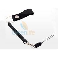 China Multifunctional Coiled Key Lanyard Plastic Black Bungee Elastic Cord For Clipping Key / Phone for sale