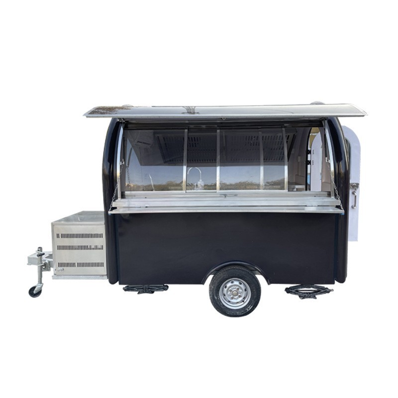 China Stainless Steel Food Truck Trailer Commercial Milk Tea Fast Food Food Catering Trailer factory