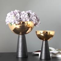 China Decorative Flower Vase Round Wedding Decorative Gold Plated Vases Flower Bowls Centerpieces factory