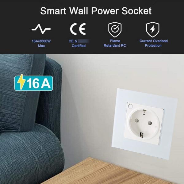 Quality EU Standard 16A Smart Plug Socket 2.4GHz Wifi Wall Outlet Google Alexa App for sale
