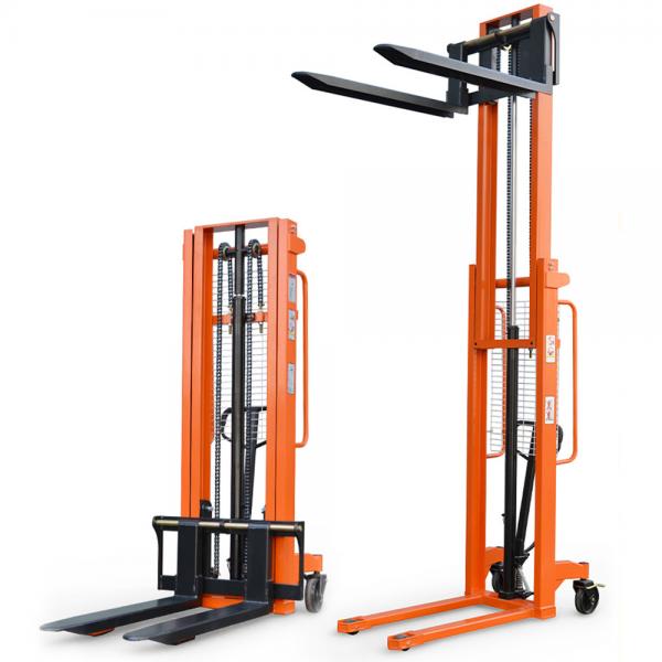 Quality 3M Secure 280mm Double Mast 1T Manual Forklift Stacker Trolley for sale