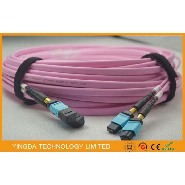 Quality Data Center Multi Mode MTP MPO Cable Om4 Flat , Fiber Optic Patch Cable Assembly for sale