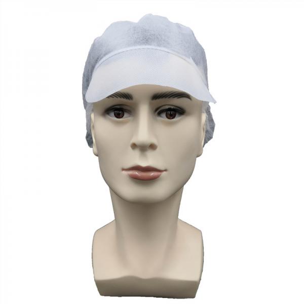 Quality Non Woven Disposable White Peaked Cap Head Cover With Snood for sale