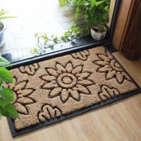 China Beautiful Flat Door Mat , Coconut Fiber Doormat Embossed Sunflower factory