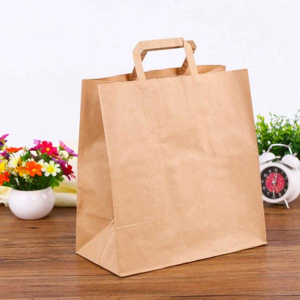 Quality Custom Printed Kraft Paper Bags Environmentally Friendly Flat Hand Rope for sale