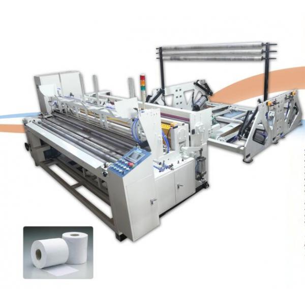 Quality SIEMENS PLC Toilet Paper Production Line , Toilet Paper Rewinding Machine 250m/ Min High Speed for sale