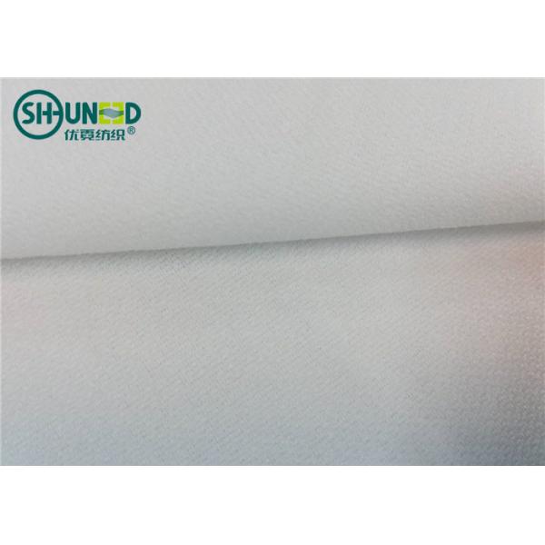 Quality White Polyester Woven Fusible Interlining / Twill Woven Fusible Interfacing Fabric for sale
