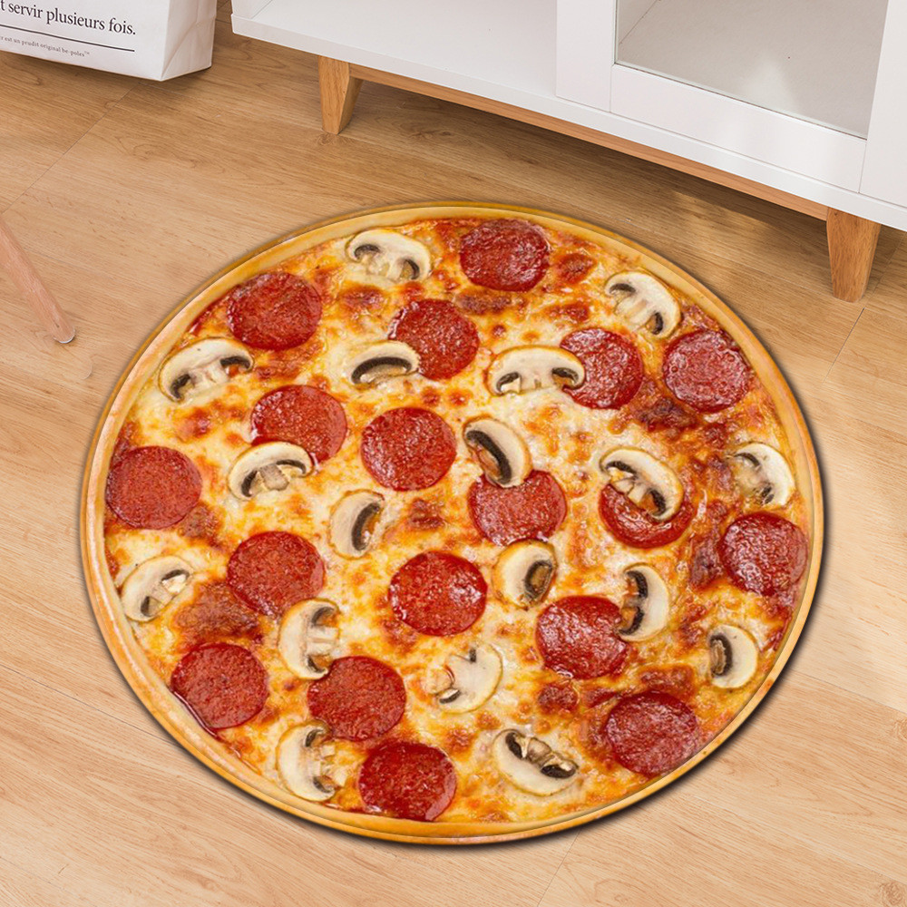 China Pizza Biscuit Circular Area Rugs Computer Chair Floor Mat factory